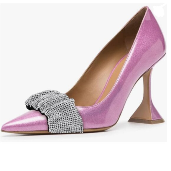 YDN Fuchsia Pointed Toe Slip on Pumps Special High Heel Shoes Party Prom Shoe - Picture 1 of 8